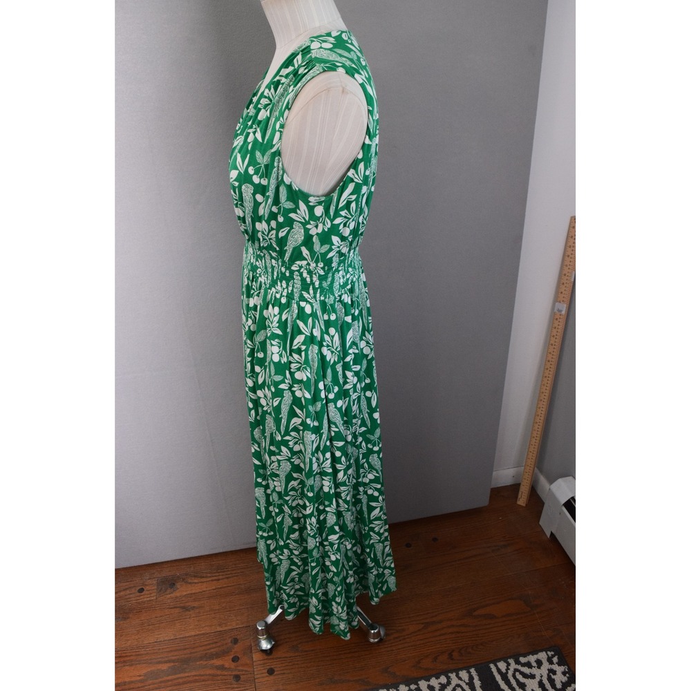 Boden Paloma Maxi Dress 4P Green Parrot V Neck Smocked Waist Sleeveless - Picture 3 of 7
